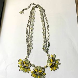 Rhinestone, silver, and yellow necklace